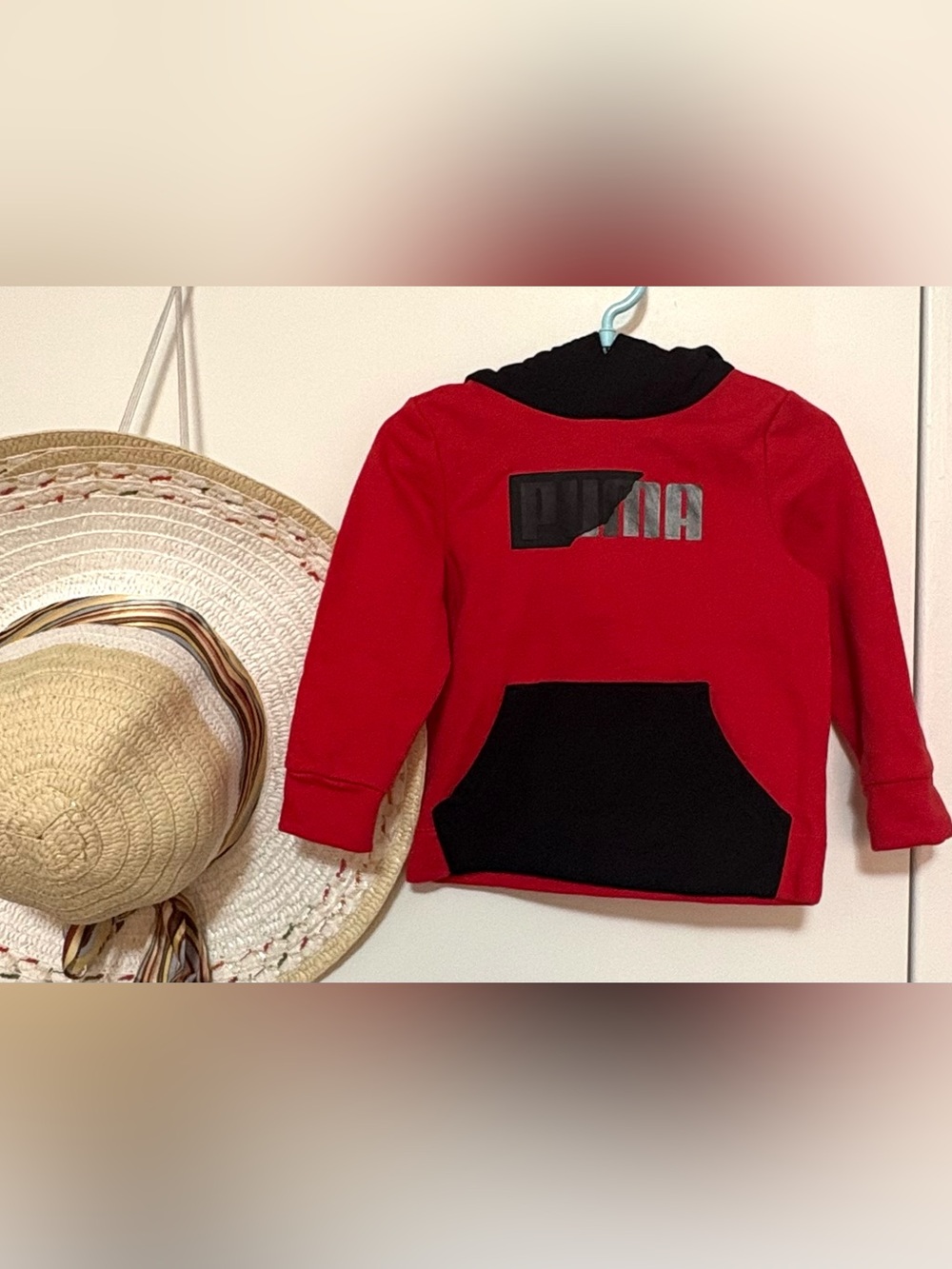 Puma Kids Red Hoodie with Black Hood and Pocket